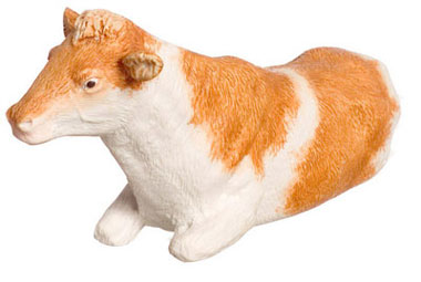 Dollhouse Miniature Cow, Laying, Brown 1/2In